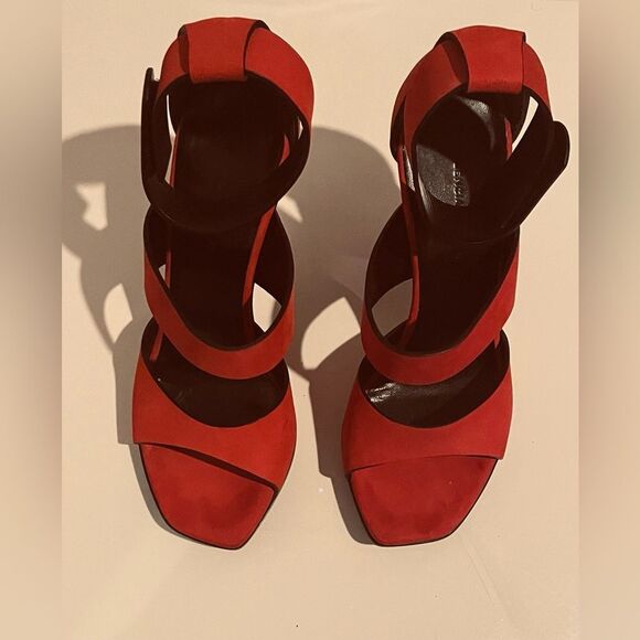 Balenciaga Heels - Size 7 US - Red Seude - balletcorp - Open Toe - Y2k - Sandals - Picture 6 of 11
